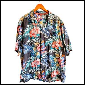Tommy‎ Bahama Silk Hawaiian Shirt Tropical Floral Button Up 3XL Plus Size